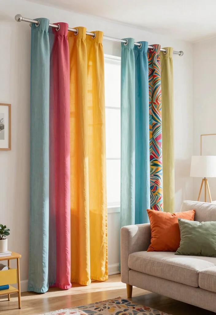 18 Curtain Hacks Living Room Ideas Easy Style Upgrades - 14. Incorporate Color with Fabric Swatches 1