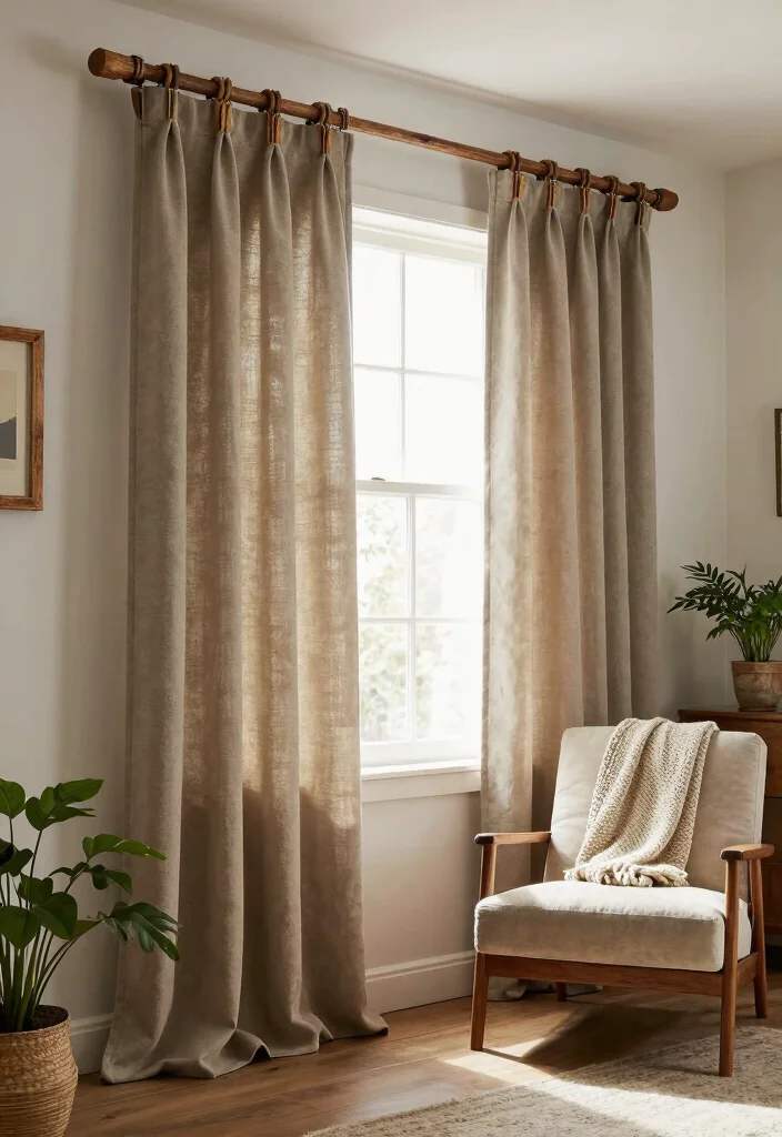 18 Curtain Hacks Living Room Ideas Easy Style Upgrades - 9. Upcycle Wooden Palettes for Rustic Curtain Rods 1