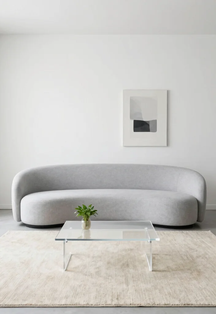 18 Curved Couch Living Room Ideas: Soft Modern Flow - 1. The Minimalist Charm 1