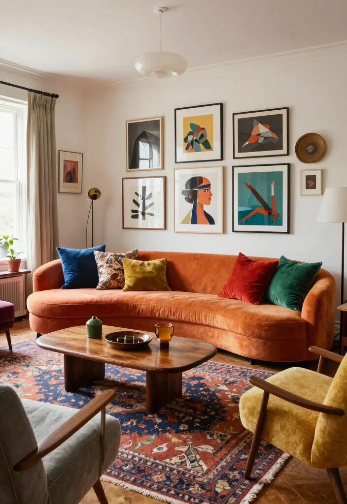 18 Curved Couch Living Room Ideas: Soft Modern Flow - 10. Eclectic Mix 1