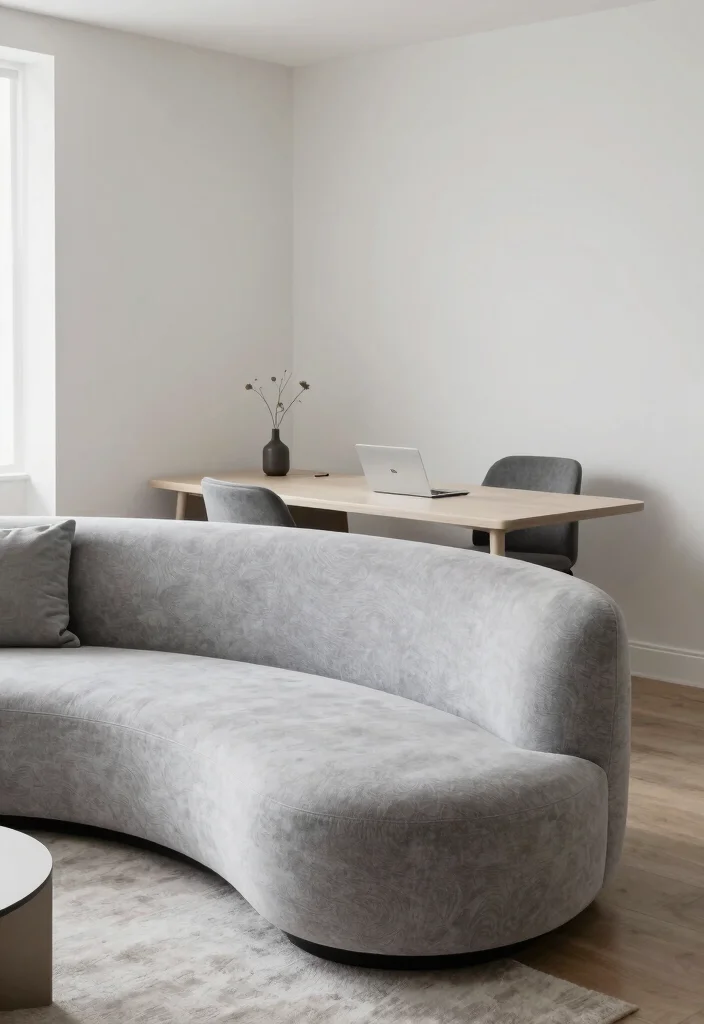 18 Curved Couch Living Room Ideas: Soft Modern Flow - 11. Multi-Functional Spaces 1