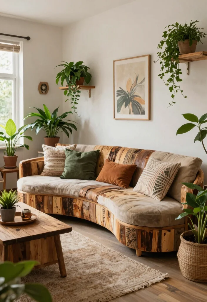 18 Curved Couch Living Room Ideas: Soft Modern Flow - 15. Sustainable Choices 1