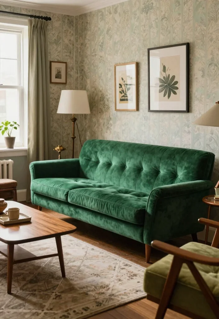 18 Curved Couch Living Room Ideas: Soft Modern Flow - 17. Vintage Inspirations 1