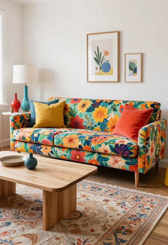 18 Curved Couch Living Room Ideas: Soft Modern Flow - 2. Playful Patterns 1