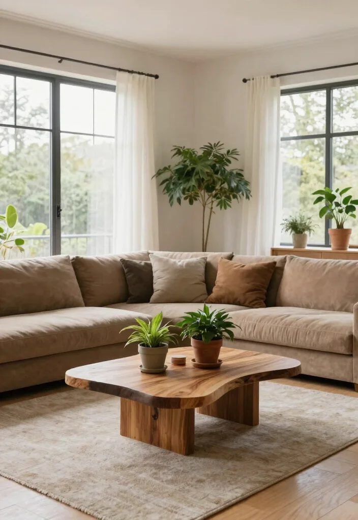 18 Curved Couch Living Room Ideas: Soft Modern Flow - 9. Natural Elements 1