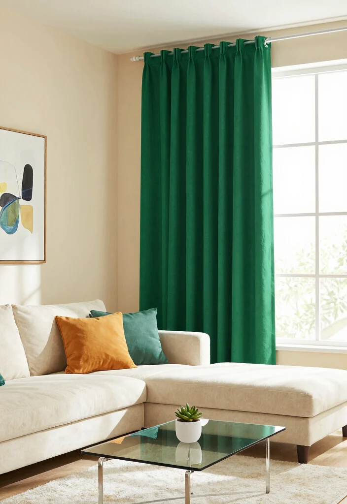 18 Floor to Ceiling Curtains Living Room Ideas for a Tall Elegant Effect - 1. Embrace Bold Colors 1