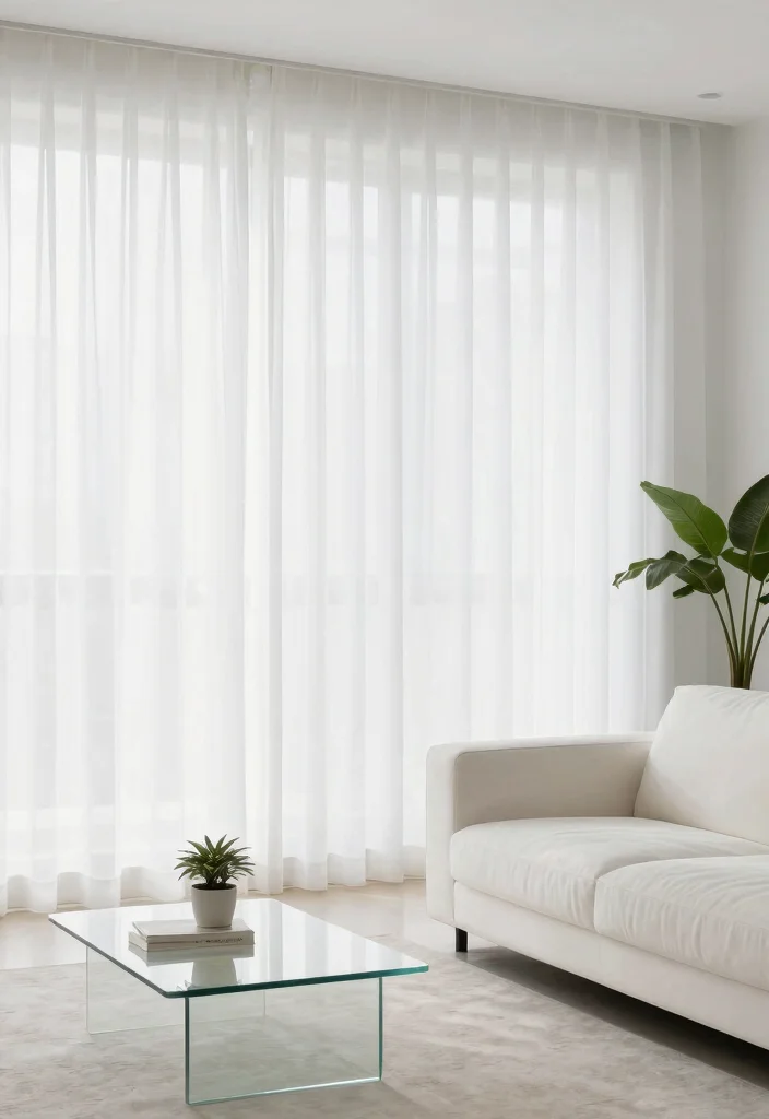 18 Floor to Ceiling Curtains Living Room Ideas for a Tall Elegant Effect - 8. Minimalist White Curtains for a Clean Look 1