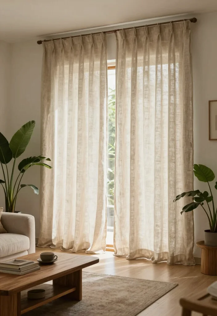 18 Floor to Ceiling Curtains Living Room Ideas for a Tall Elegant Effect - 9. Incorporate Natural Elements 1
