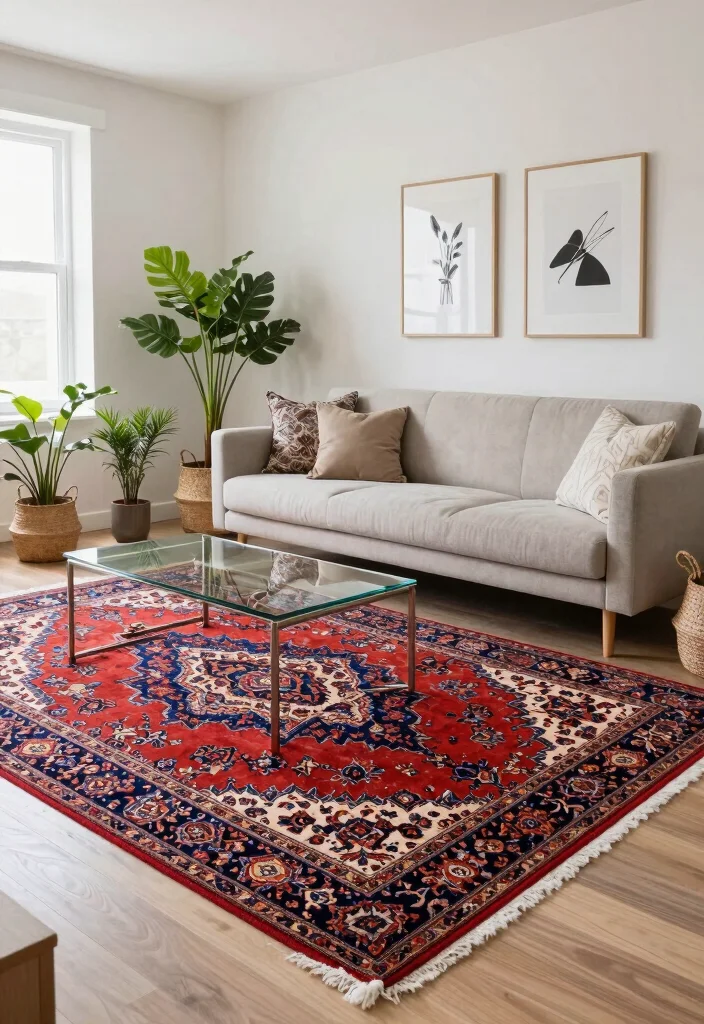 18 Living Room Area Rug Ideas That Anchor the Space - 2. Vintage Persian Rugs for Timeless Charm 1