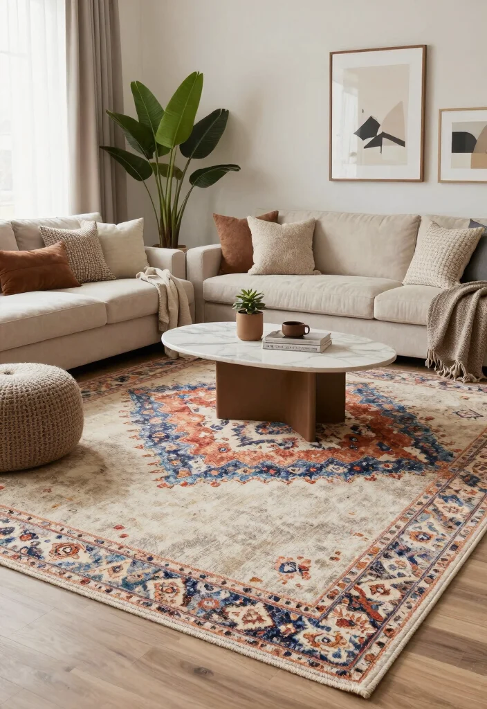 18 Living Room Area Rug Ideas That Anchor the Space - 7. Layering Techniques for Textured Elegance 1