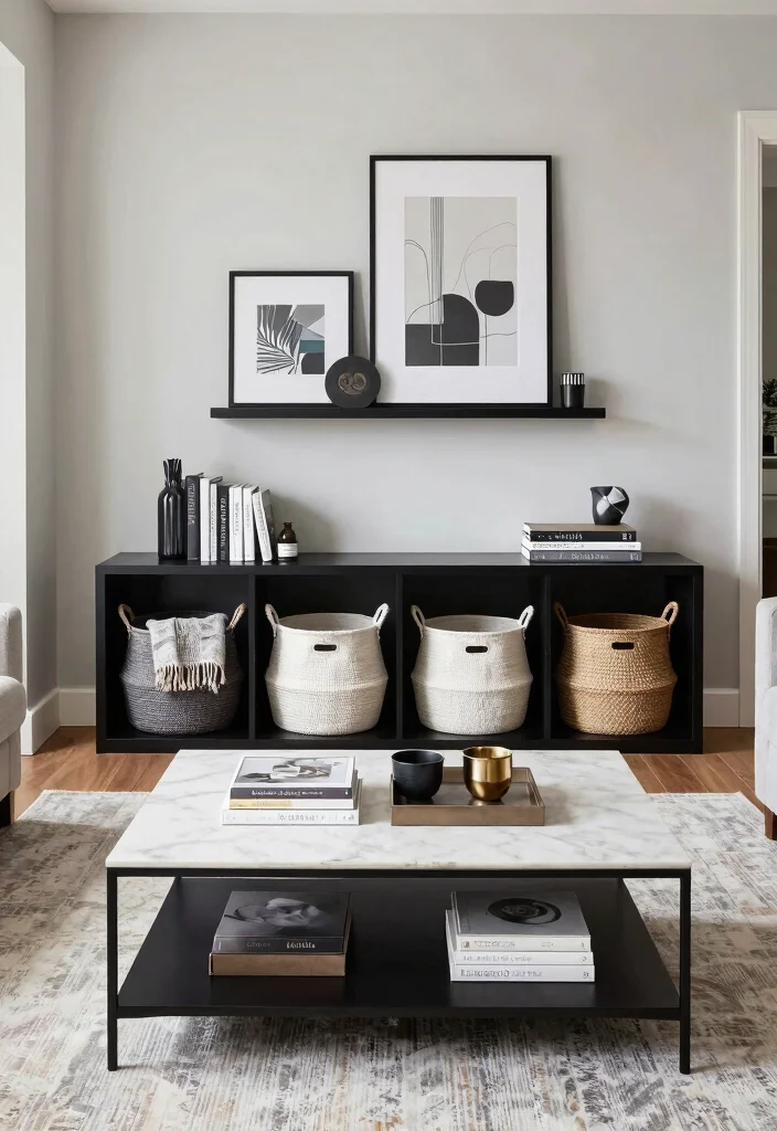 18 Luxury Home Decor Living Room Ideas for an Elegant High-End Feel - 11. Chic Storage Solutions 1