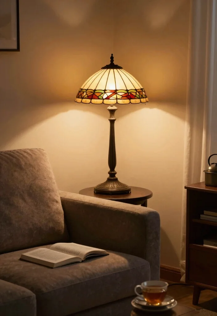18 Tiffany Lamps Living Room Decor Ideas Vintage Warm Glow - 13. Use as a Nightlight 1