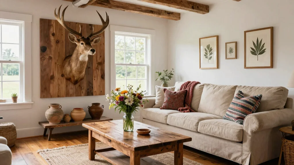 12 Deer Mounts in Living Room Farmhouse Ideas That Don't Overwhelm