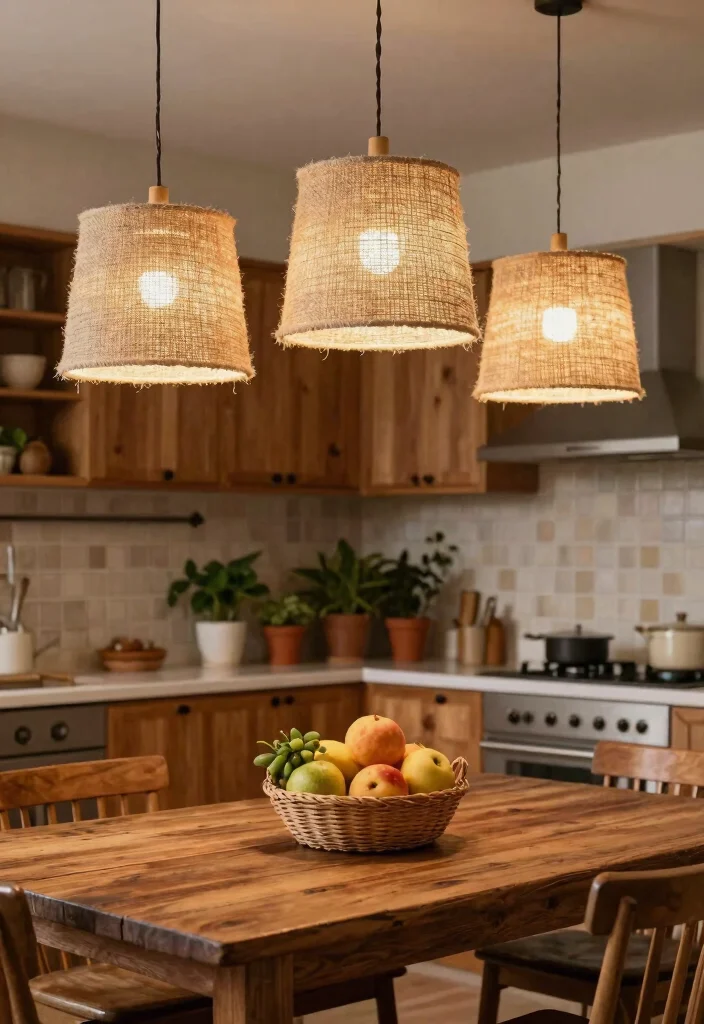 12 Kitchen Lamps Ceiling Ideas That Light Up Every Counter - 7. Natural Fiber Lampshades 1
