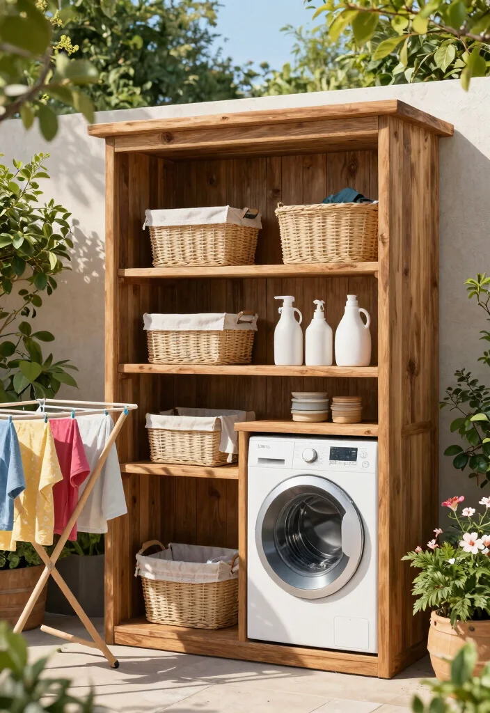 12 Outdoor Laundry Area Ideas That Hide the Mess From Neighbors - 12. Custom Built-in Shelves 1