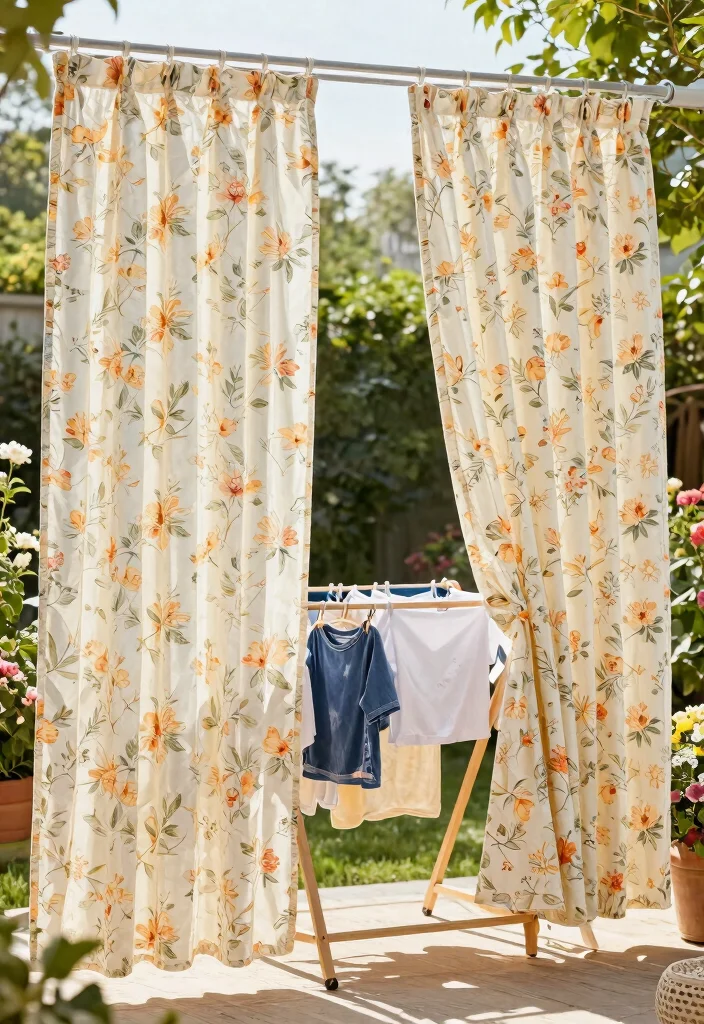 12 Outdoor Laundry Area Ideas That Hide the Mess From Neighbors - 6. Privacy Curtains 1