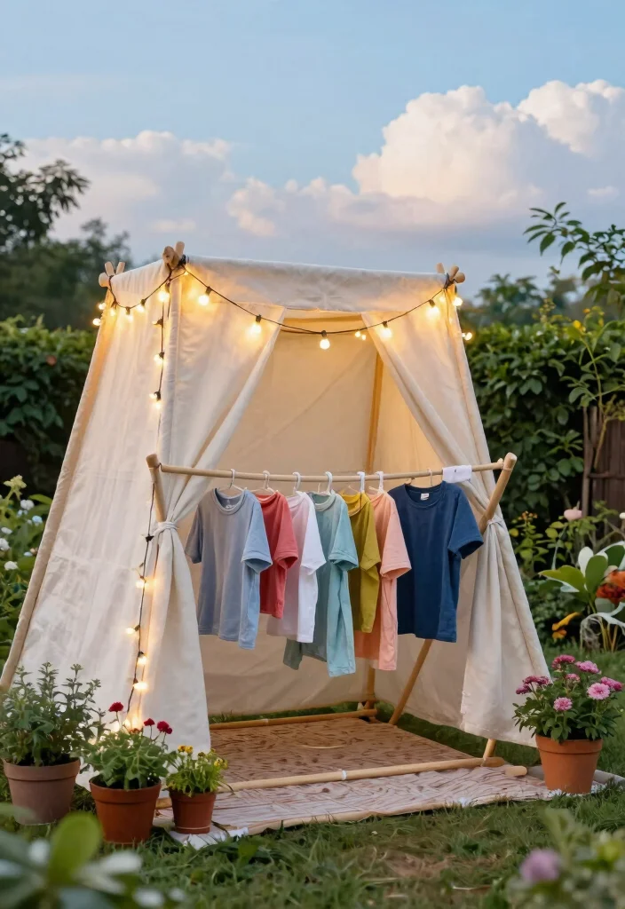 12 Outdoor Laundry Area Ideas That Hide the Mess From Neighbors - 9. Cozy Canopy Tent 1