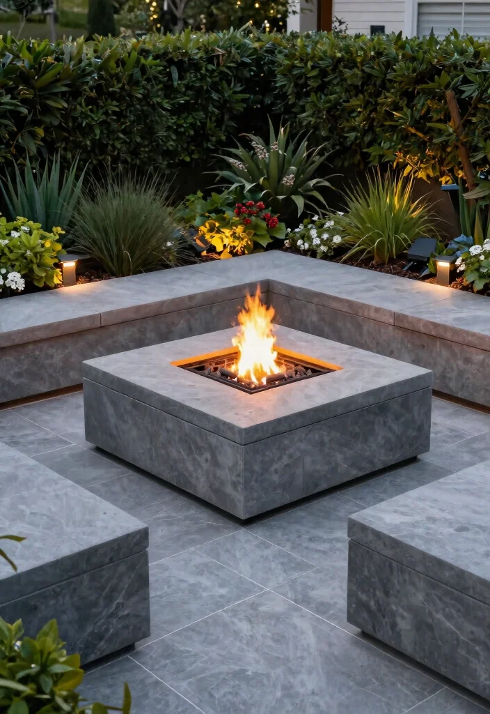 12 Paver Fire Pit Ideas That Don't Need Mortar or Special Skills - 2. Square Paver Fire Pit with Built-in Seating 1