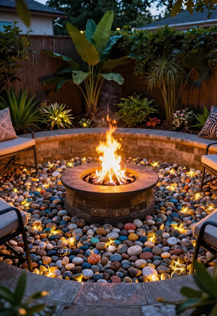 12 Paver Fire Pit Ideas That Don't Need Mortar or Special Skills - 3. DIY Fire Pit with Colorful Pebbles 1