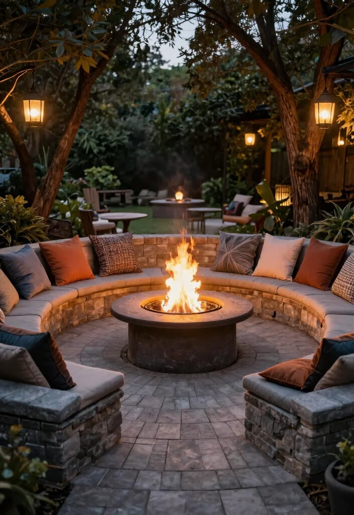12 Paver Fire Pit Ideas That Don't Need Mortar or Special Skills - 7. Fire Pit with Paver Sitting Area 1