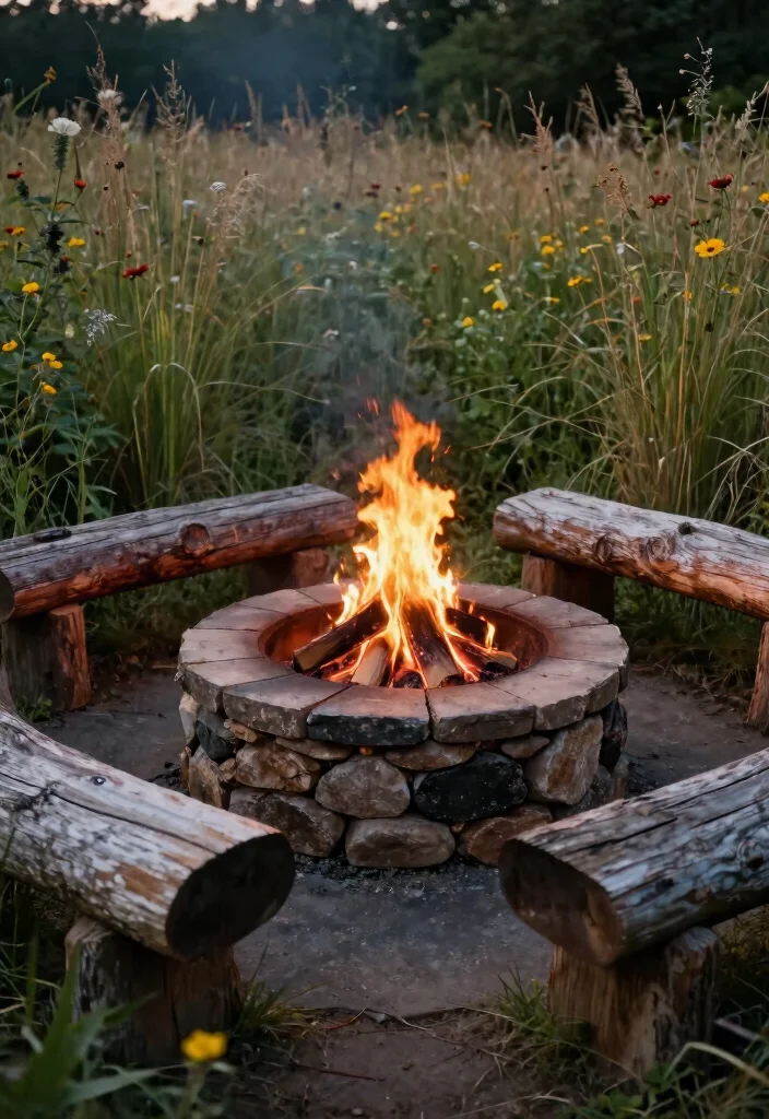 12 Paver Fire Pit Ideas That Don't Need Mortar or Special Skills - 8. Rustic Paver Fire Pit with Logs 1