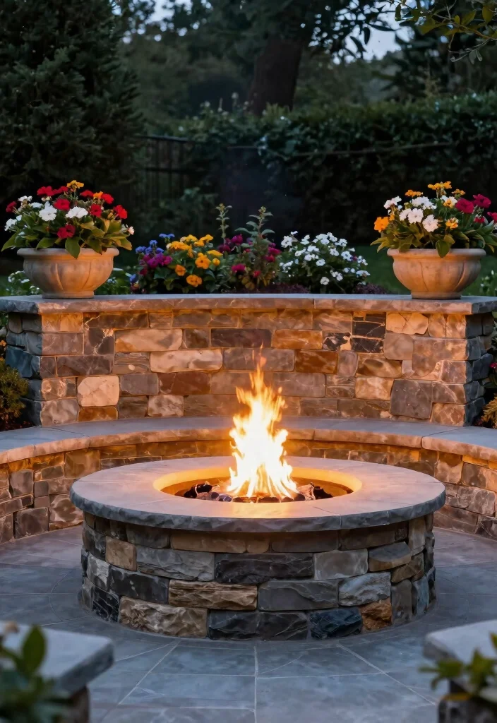 12 Paver Fire Pit Ideas That Don't Need Mortar or Special Skills - 9. Fire Pit with Paver Stone Wall 1