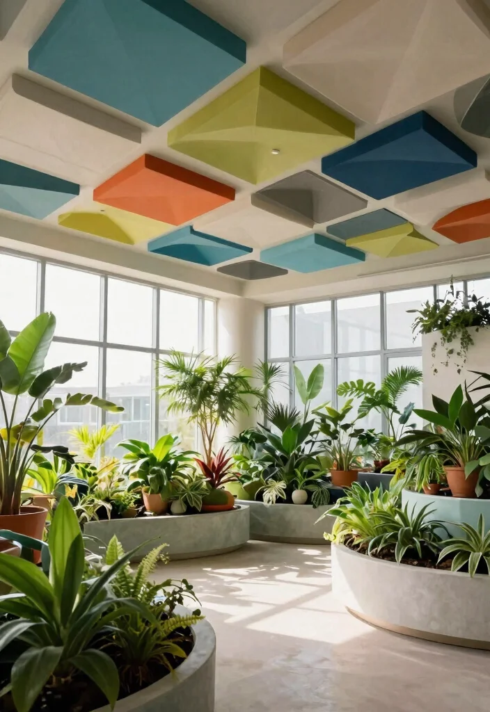 14 Acoustic Ceiling Panels That Kill Echo Without Looking Ugly - 5. Geometric Design Panels 1