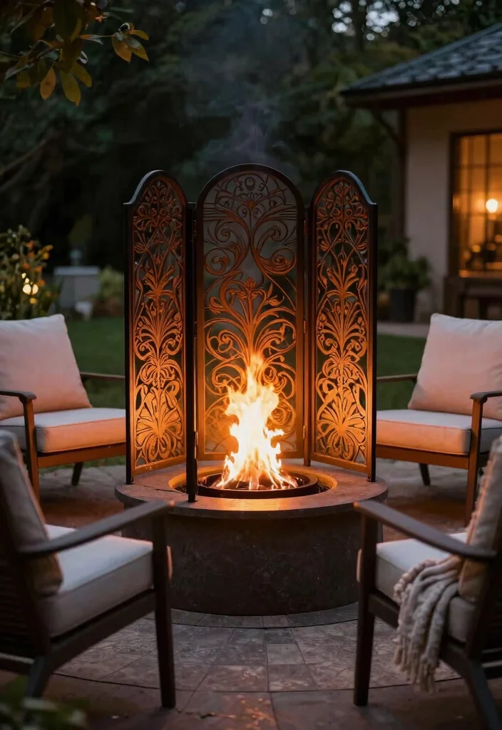 14 Back Porch Fireplace Ideas That Add Heat Without a Full Build - 13. Decorative Fire Screens 1
