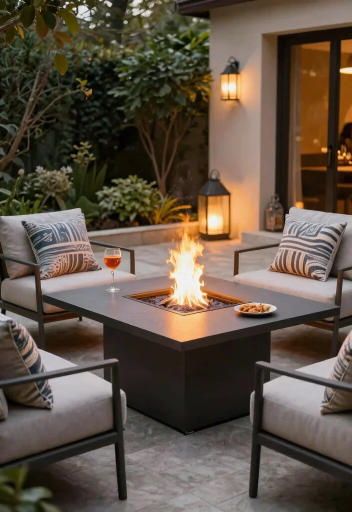 14 Back Porch Fireplace Ideas That Add Heat Without a Full Build - 5. Fire Tables for Dual Purpose 1