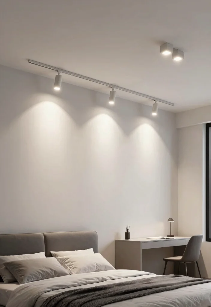 14 Bedroom Ceiling Lighting Ideas That Don't Require New Wiring - 13. Minimalist Track Lighting 1