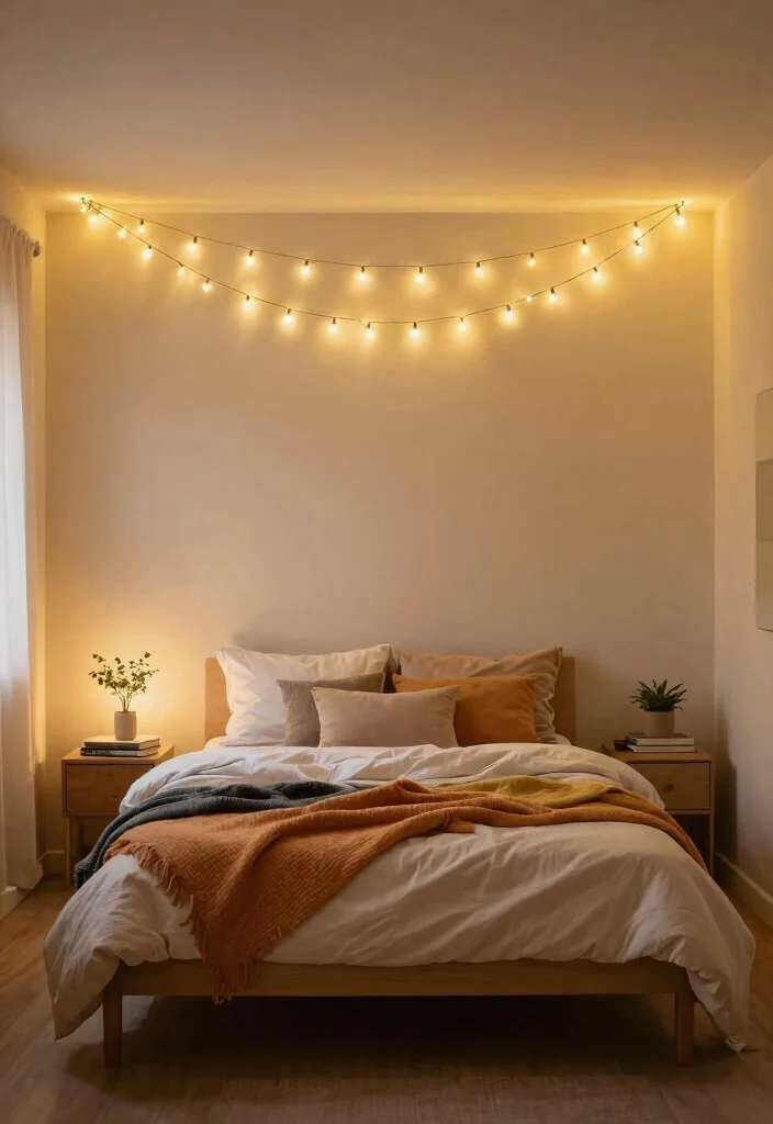 14 Bedroom Ceiling Lighting Ideas That Don't Require New Wiring - 2. Decorative String Lights 1