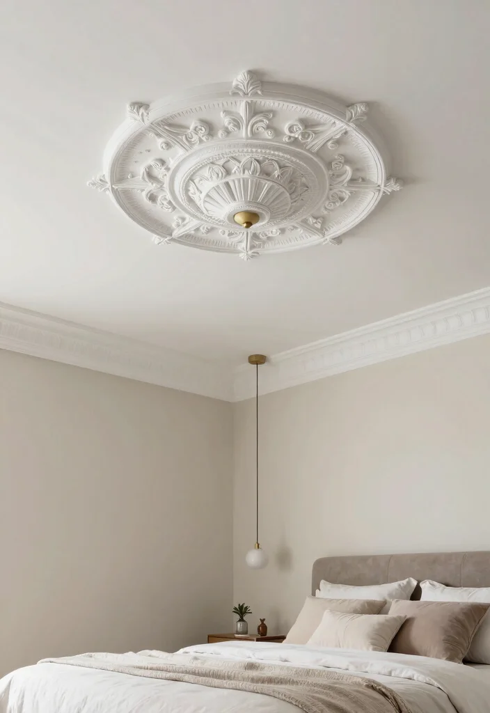 14 Bedroom Ceiling Lighting Ideas That Don't Require New Wiring - 4. Unique DIY Ceiling Medallions 1