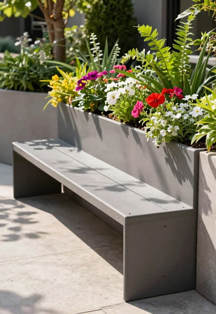 14 Bench With Planter Ideas That Drain Properly and Don't Rot - 13. Bench with Retractable Planters 1