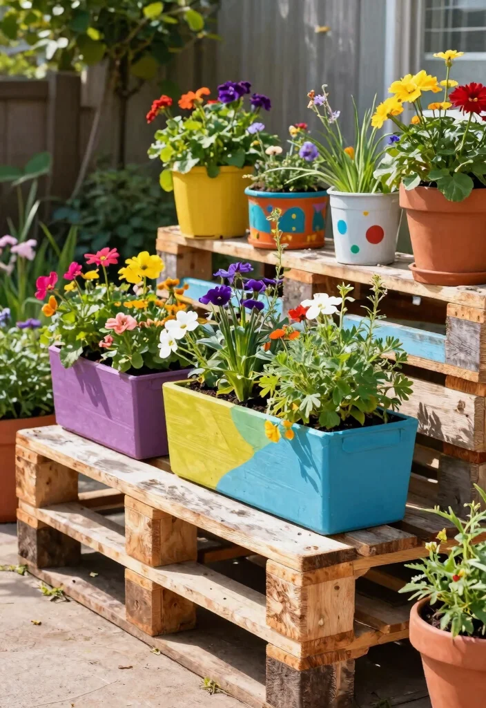 14 Bench With Planter Ideas That Drain Properly and Don't Rot - 8. DIY Pallet Bench with Planters 1
