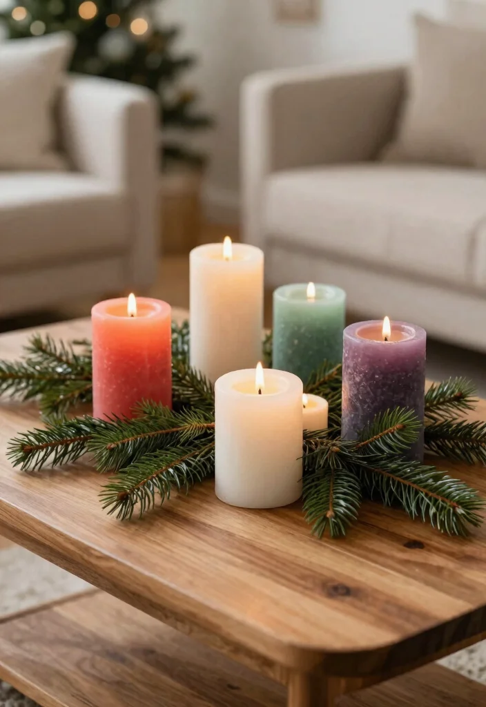 14 Farmhouse Christmas Decor Ideas That Feel Warm Without Clutter - 11. Bright Seasonal Pillars 1