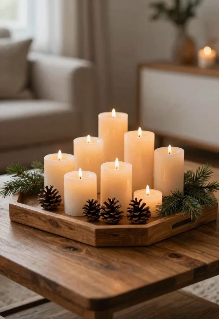 14 Farmhouse Christmas Decor Ideas That Feel Warm Without Clutter - 4. Rustic Candle Arrangements 1