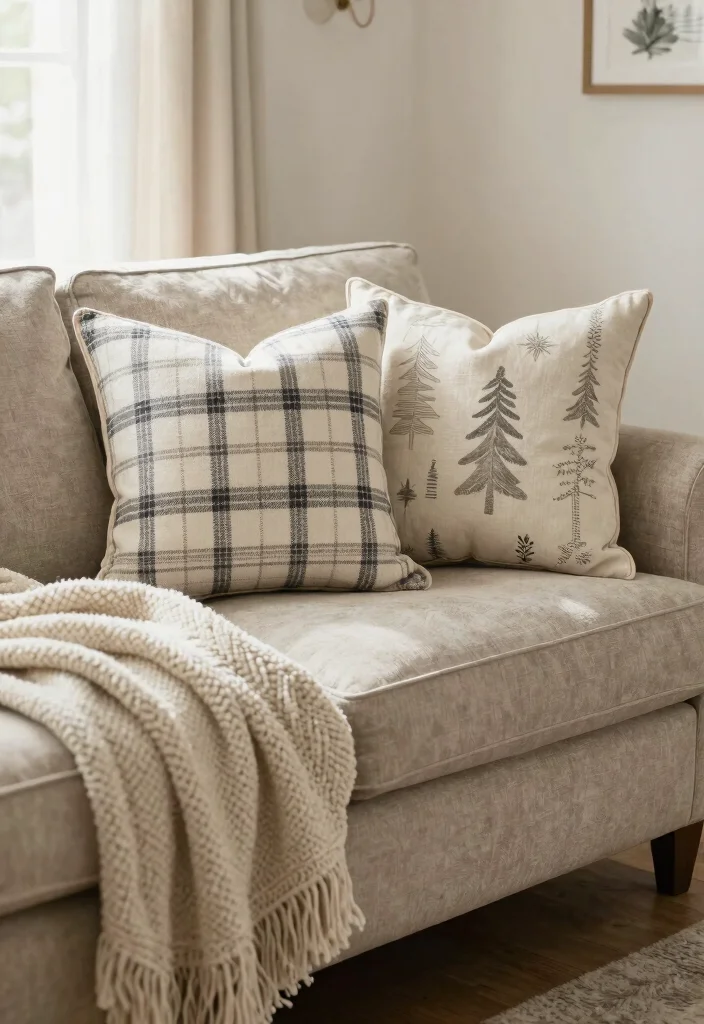 14 Farmhouse Christmas Decor Ideas That Feel Warm Without Clutter - 7. Festive Pillow Covers 1