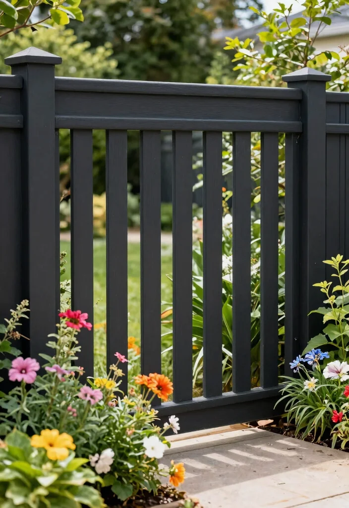14 Fence Paint Colours That Hide Dirt and Weather Stains - 14. Graphite Black: Bold and Striking 1