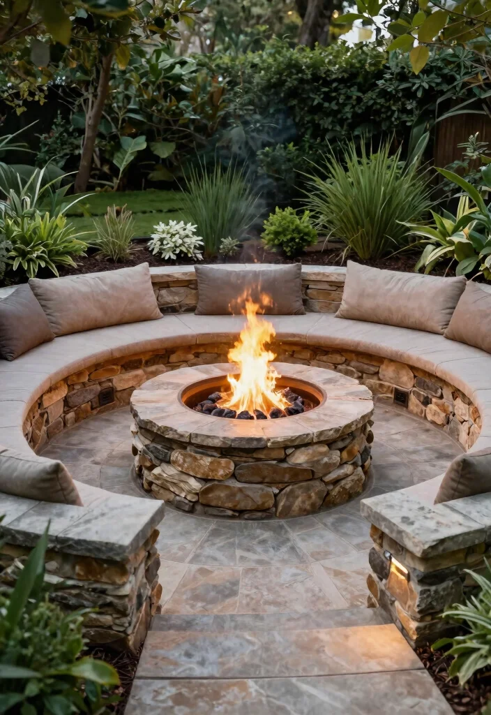 14 Firepits Backyard Landscaping Ideas That Don't Kill the Grass - 12. Sunken Firepit Design 1