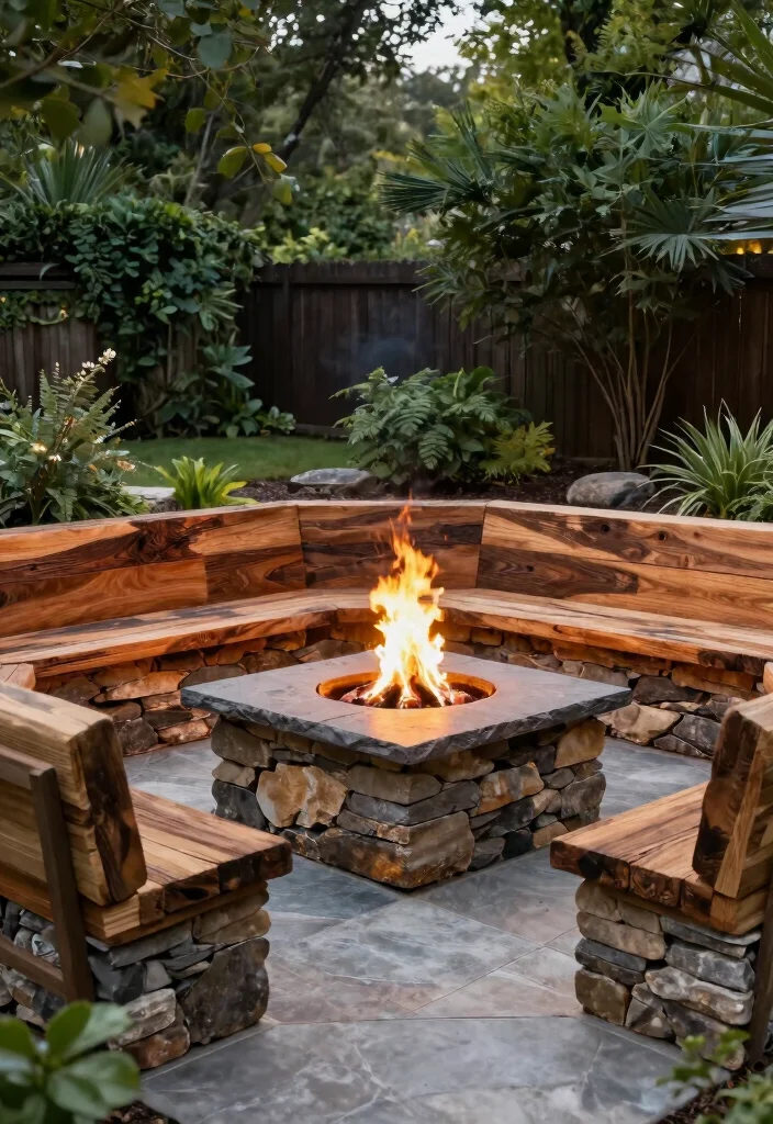 14 Firepits Backyard Landscaping Ideas That Don't Kill the Grass - 8. Custom-Built Firepit with Eco-Friendly Materials 1