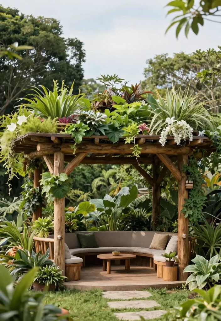 14 Free Standing Pergola Ideas That Stay Put in High Winds - 14. Biophilic Pergola with Green Roof 1