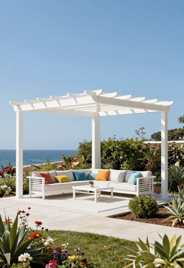 14 Free Standing Pergola Ideas That Stay Put in High Winds - 3. Vinyl Pergola for Low Maintenance Relaxation 1