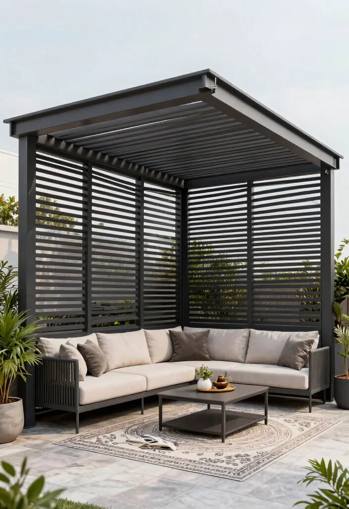 14 Free Standing Pergola Ideas That Stay Put in High Winds - 5. Louvered Pergola for Adjustable Shade 1