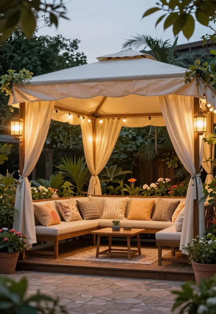 14 Free Standing Pergola Ideas That Stay Put in High Winds - 8. Canopy Pergola with Built-in lighting 1