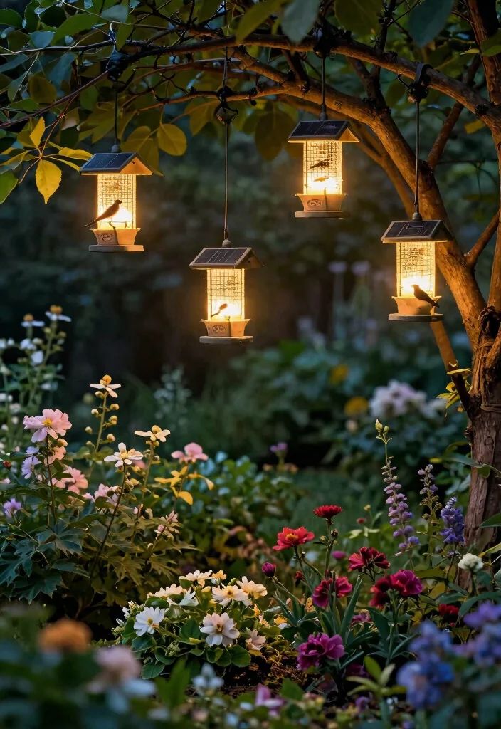14 Hanging Lights in Backyard That Don't Need New Wiring - 11. Solar Bird Feeder Lights 1