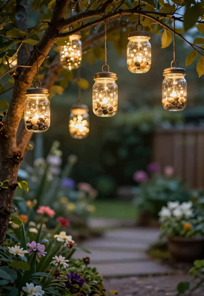 14 Hanging Lights in Backyard That Don't Need New Wiring - 5. Glass Jar Solar Lights 1