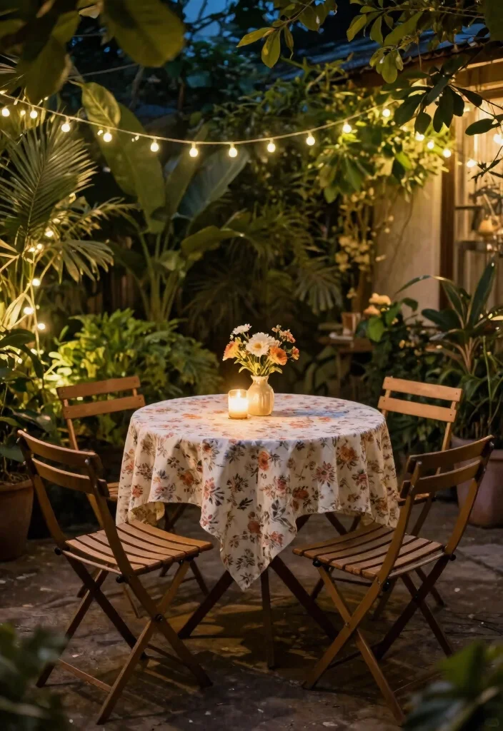 14 Outdoor Dining Table Ideas That Seat 6 Without Taking Over - 1. Round Bistro Table with Foldable Chairs 1