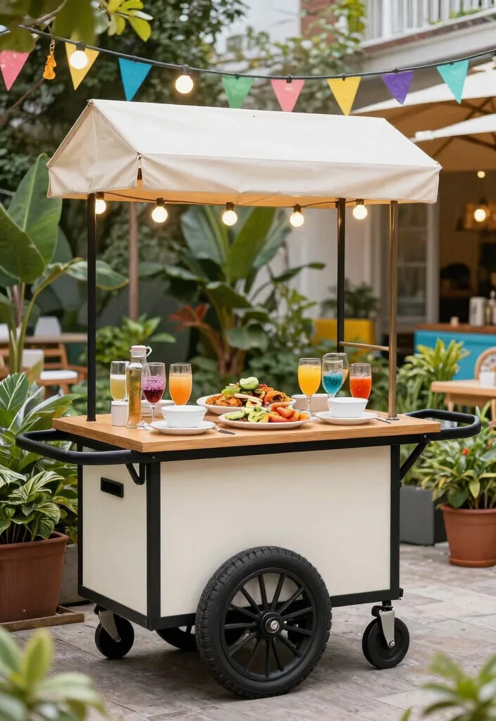 14 Outdoor Dining Table Ideas That Seat 6 Without Taking Over - 13. Portable Outdoor Dining Cart 1