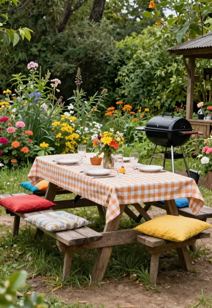 14 Outdoor Dining Table Ideas That Seat 6 Without Taking Over - 2. Rectangular Picnic Table with Benches 1