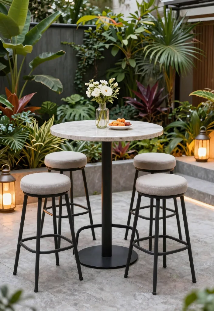 14 Outdoor Dining Table Ideas That Seat 6 Without Taking Over - 6. Bar Height Table with Stools 1